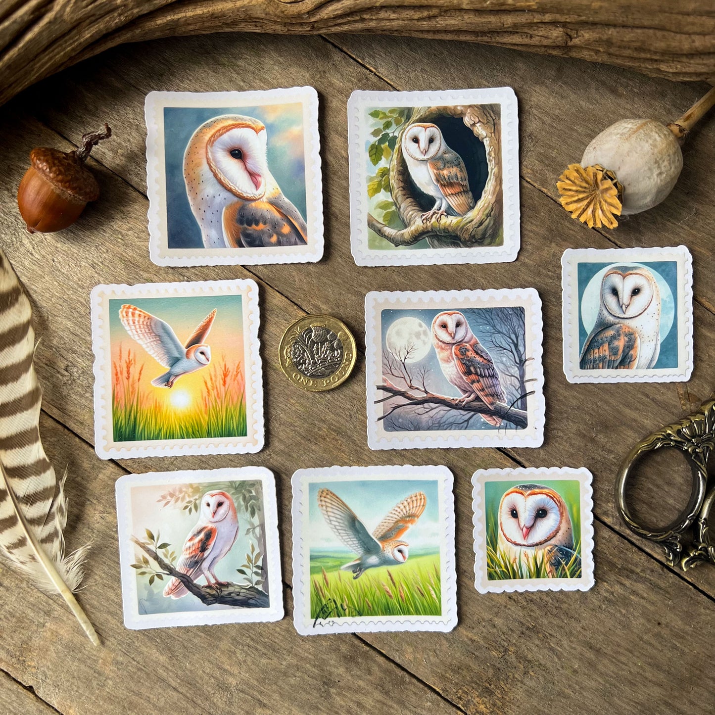 Barn Owl Stamps Stickers