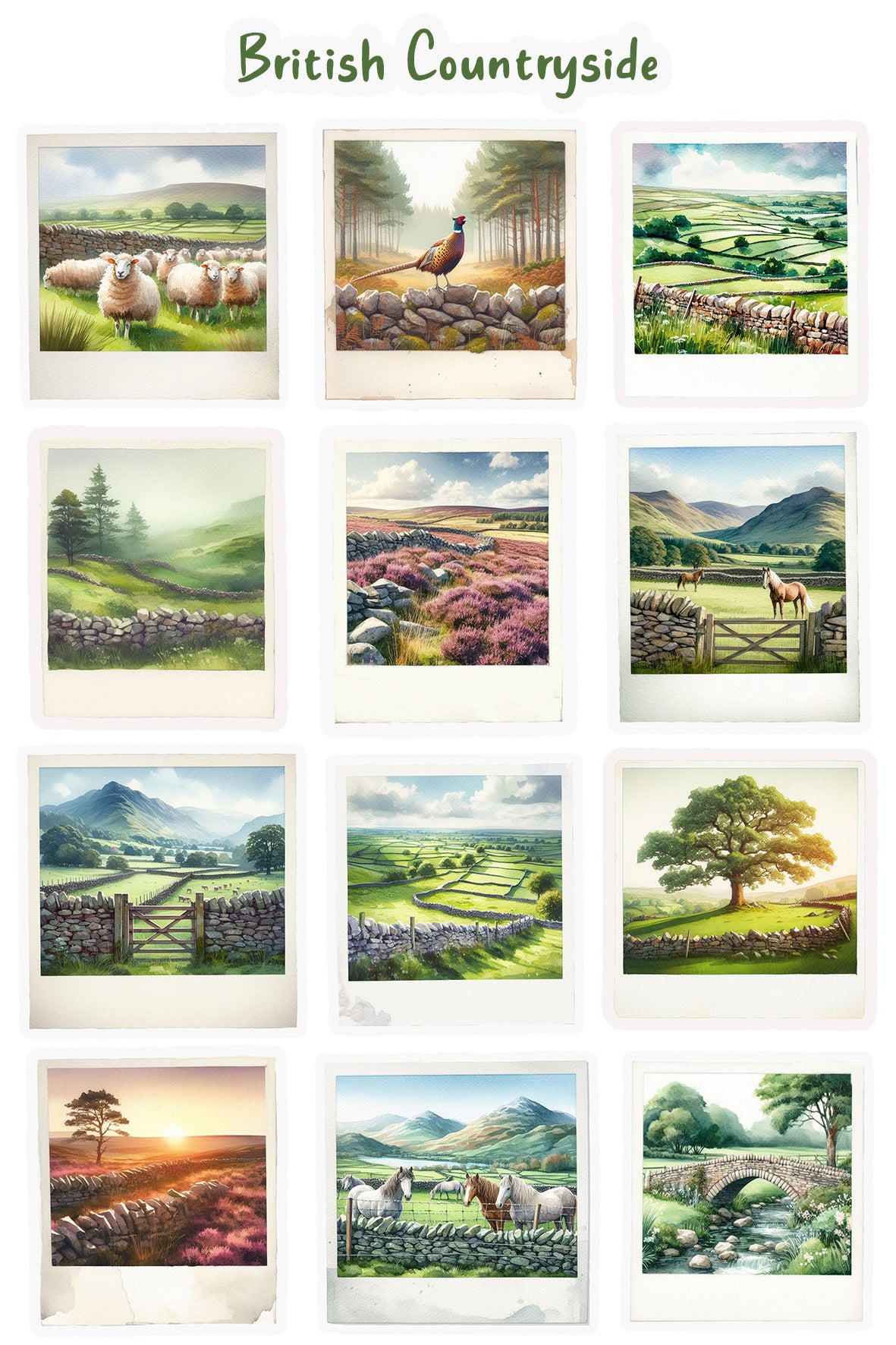 British Countryside Landscape Sticker Sheet