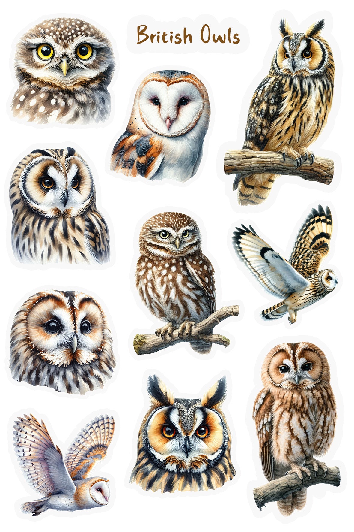British Owls Sticker Sheet