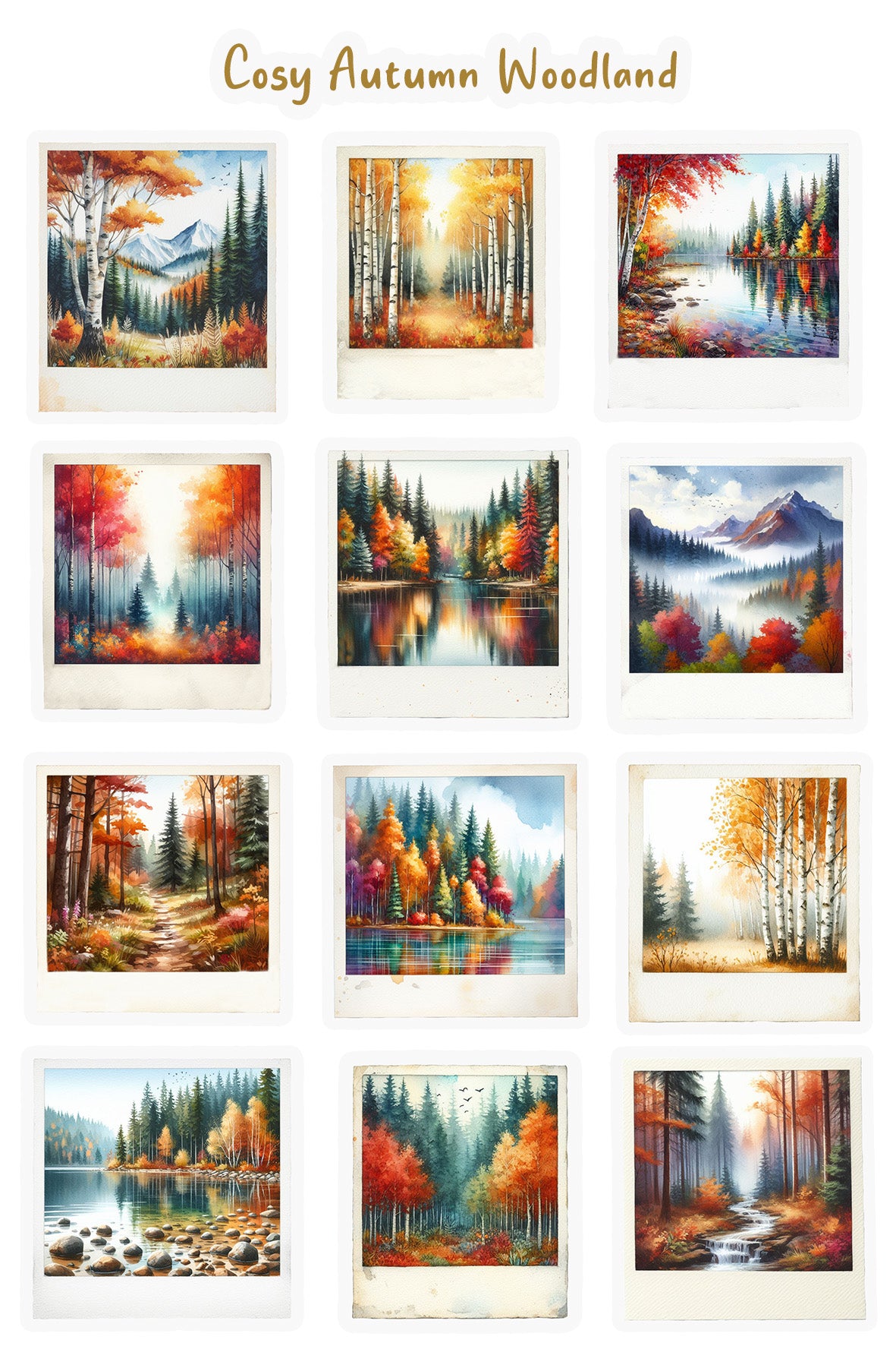 Autumn Woodland Polaroids Sticker Sheet