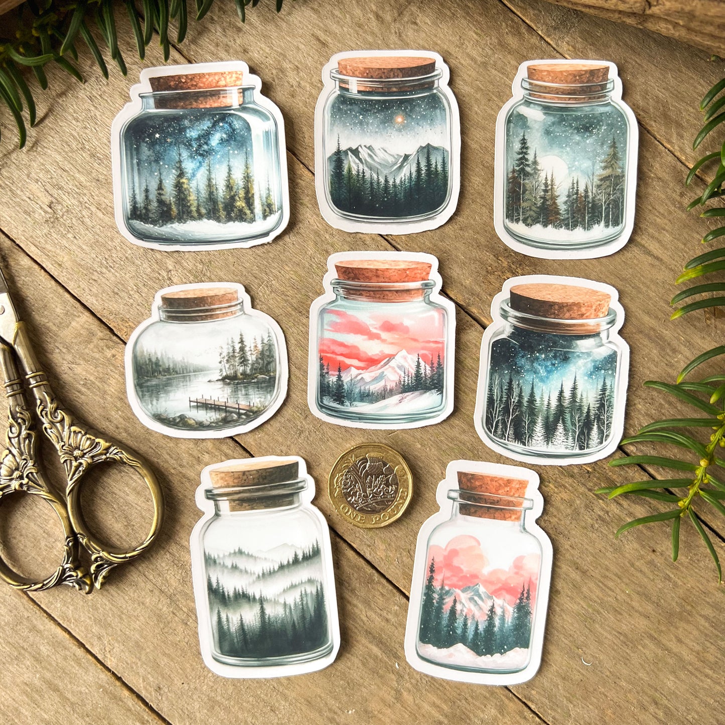 Cosy Winter Landscapes Glass Terrarium Sticker Pack