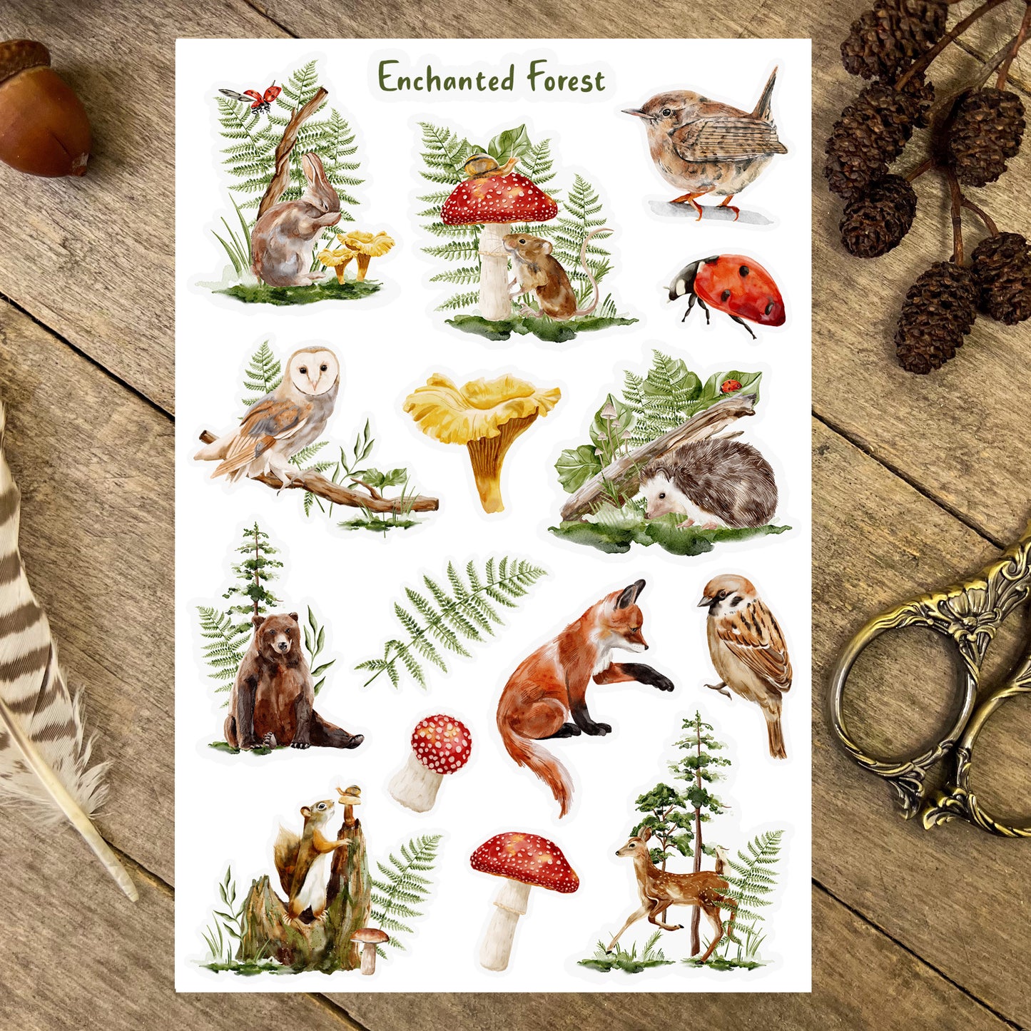 Enchanted Forest Wildlife Sticker Sheet