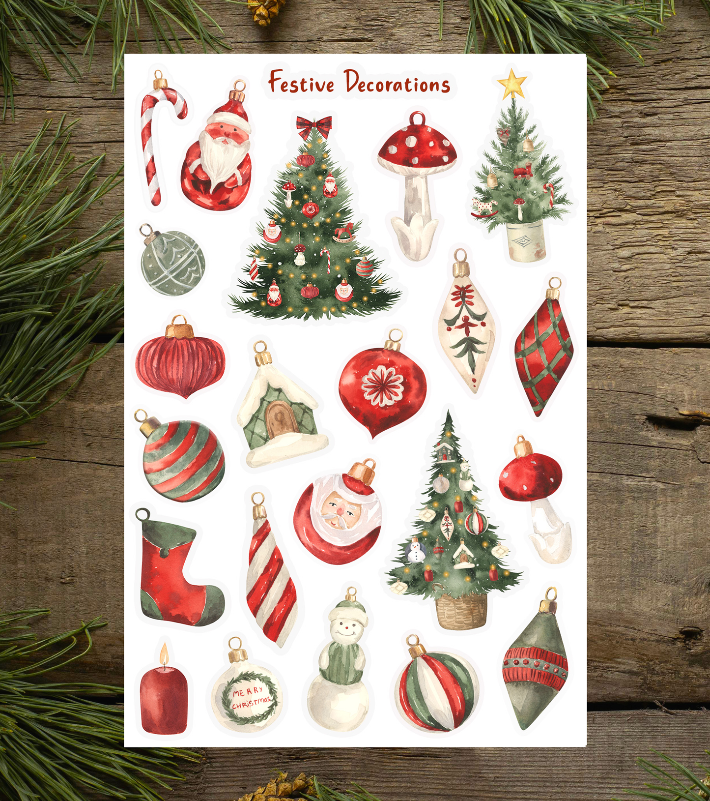 Cute Christmas Decorations Sticker Sheet