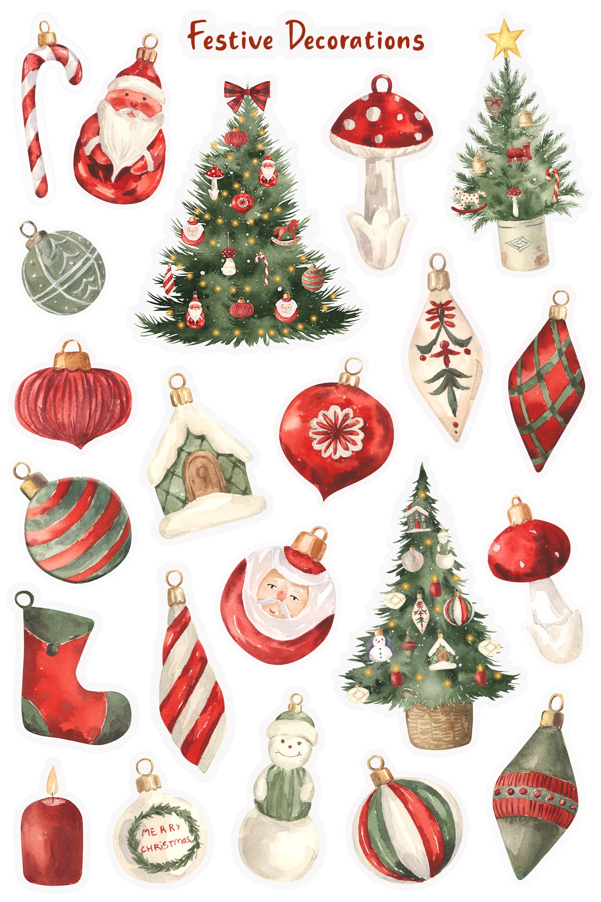 Cute Christmas Decorations Sticker Sheet
