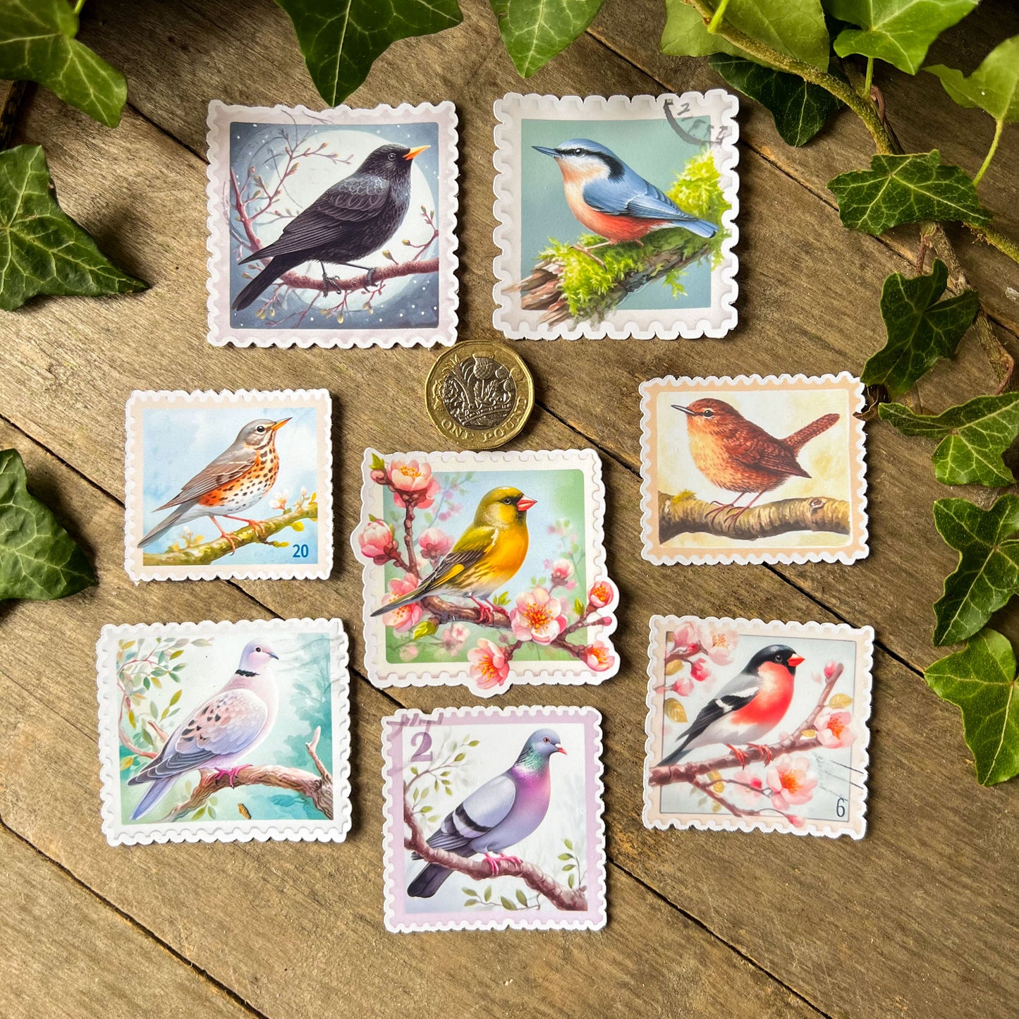 British Garden Birds Stamps Stickers 2