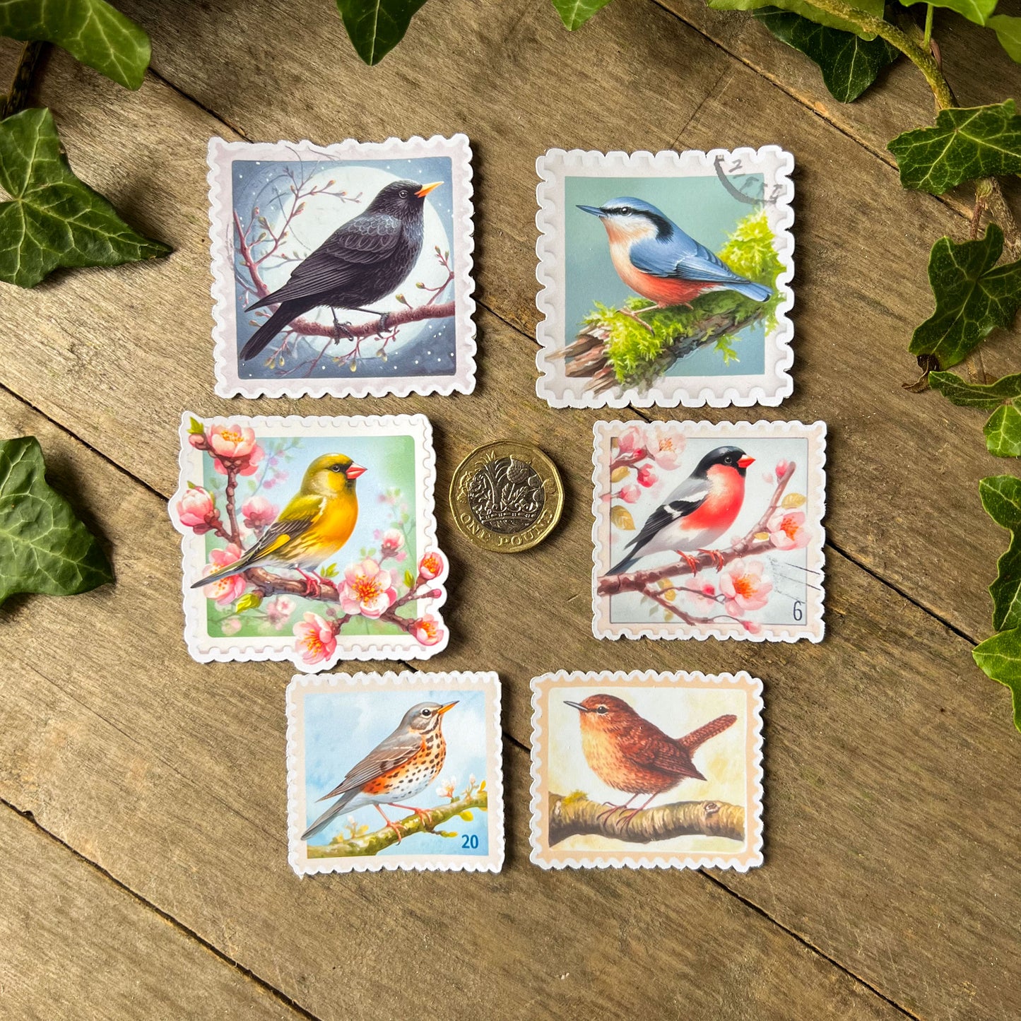 British Garden Birds Stamps Stickers 2