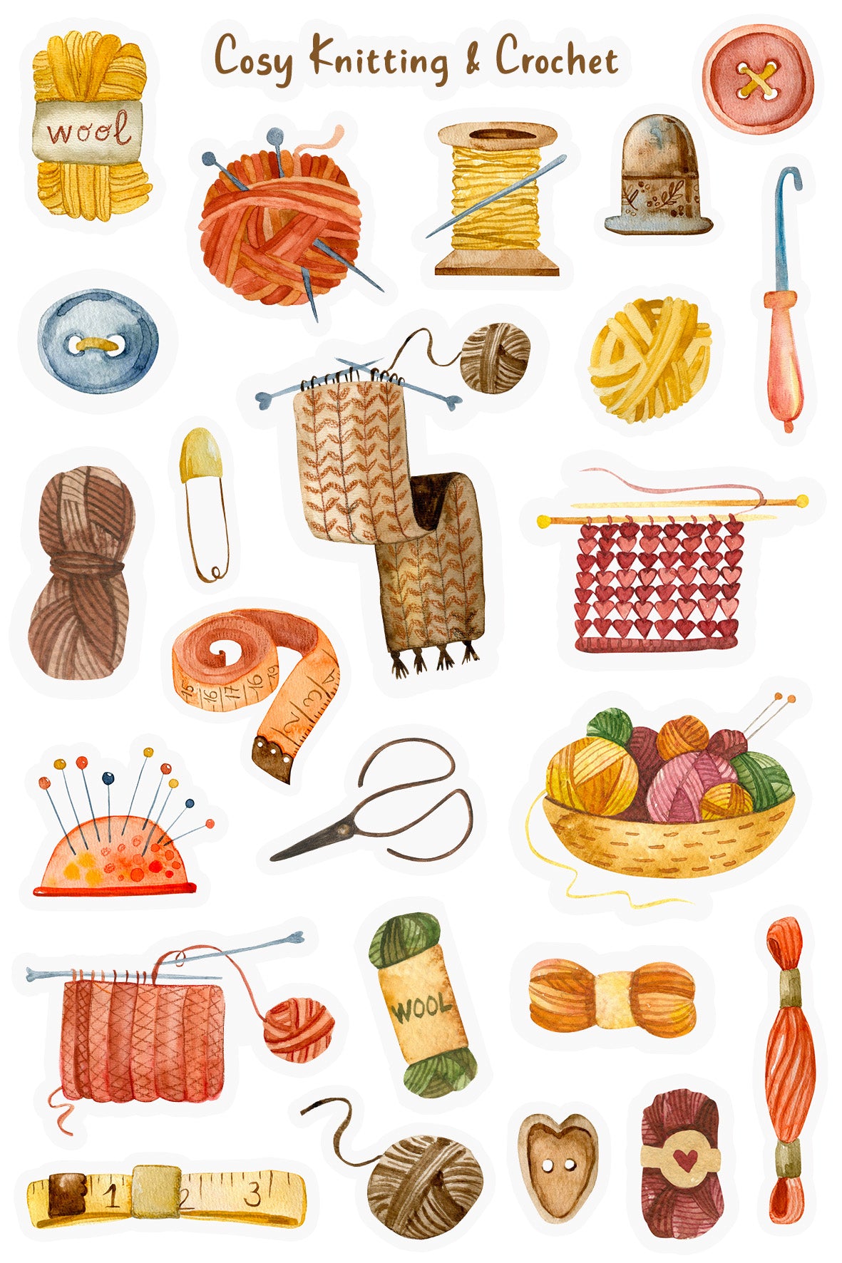 Knitting and Crochet Sticker Sheet
