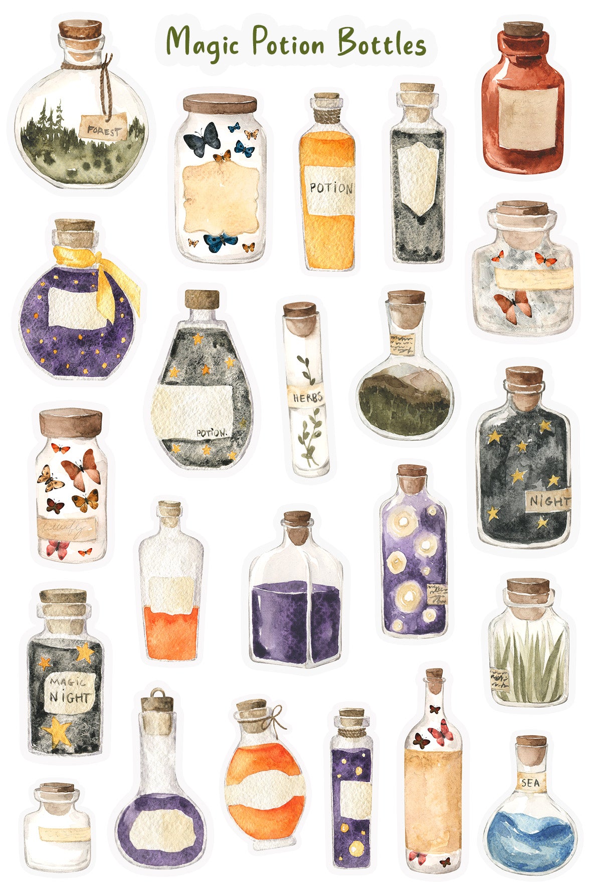 Magic Potions Bottles Sticker Sheet