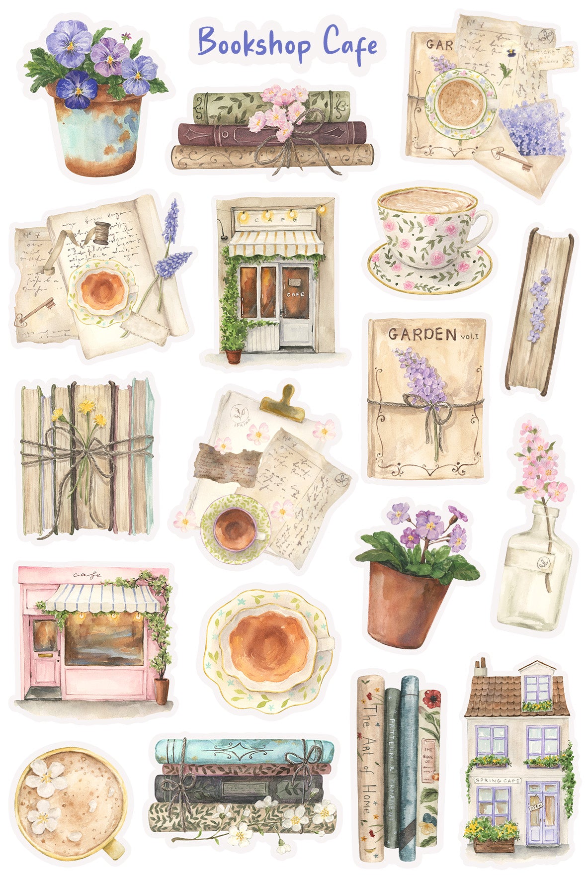 Bookshop Cafe Sticker Sheet