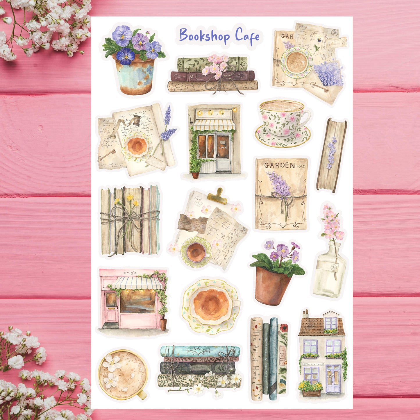Bookshop Cafe Sticker Sheet