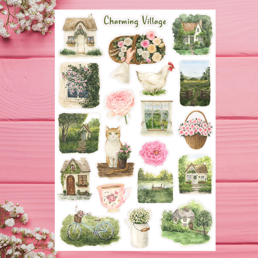 Charming English Village Garden Sticker Sheet