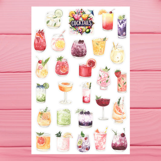 Summer Party Cocktails Sticker Sheet