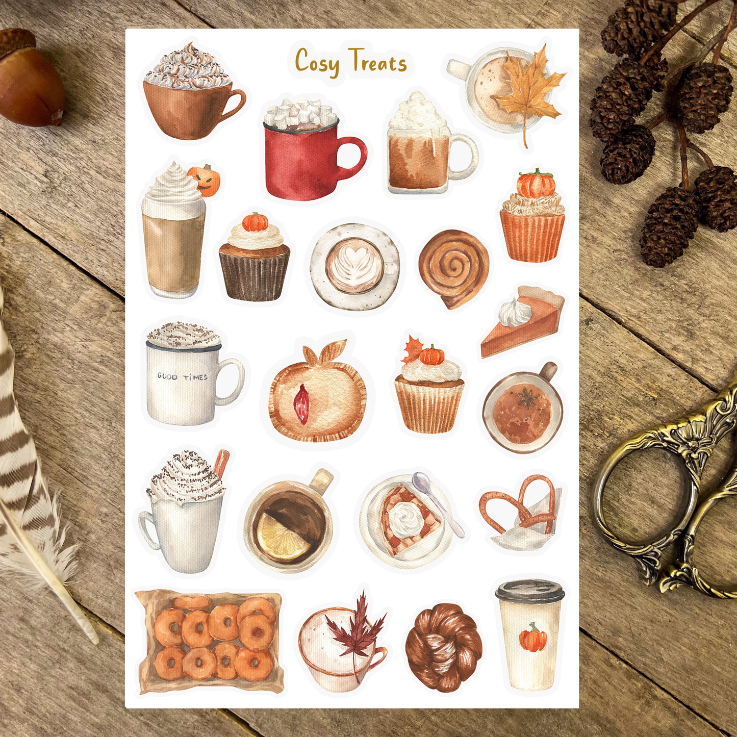 Cosy Autumn Treats Sticker Sheet