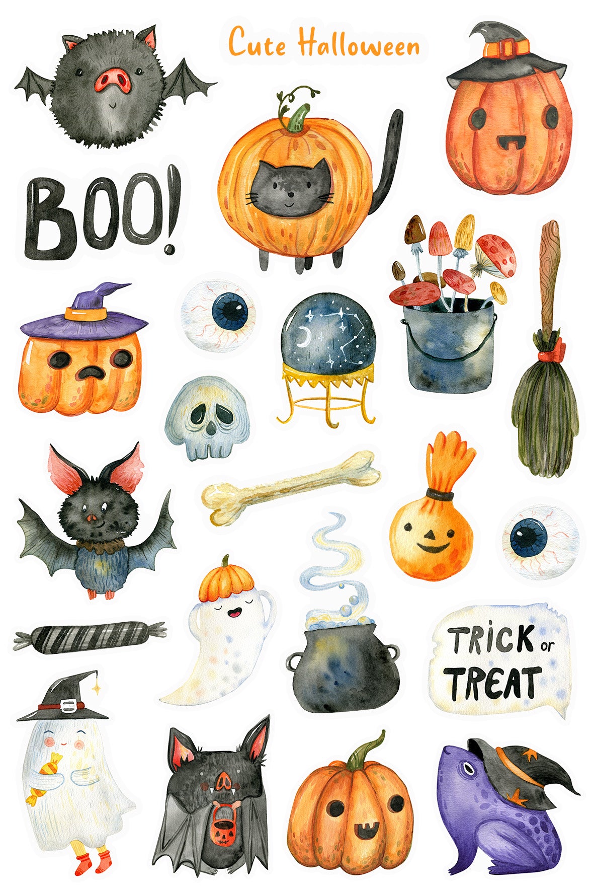Cute Halloween Stickers Sticker Sheet