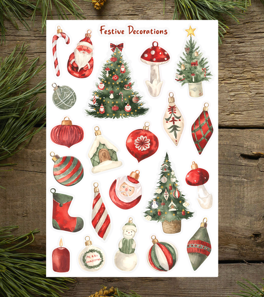 Cute Christmas Decorations Sticker Sheet
