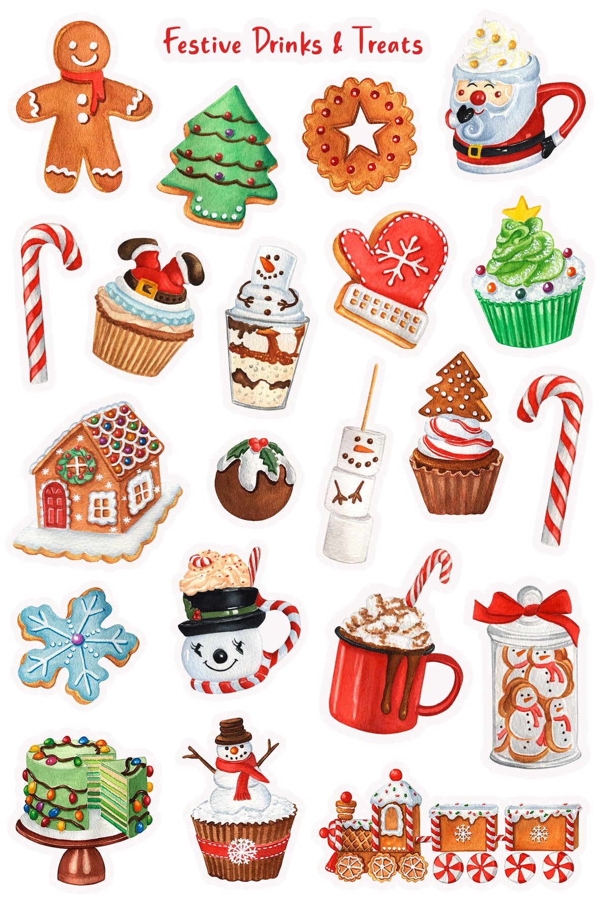 Cosy Festive Hot Drinks Sticker Sheet