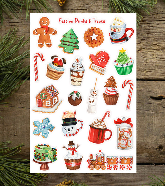 Cosy Festive Hot Drinks Sticker Sheet
