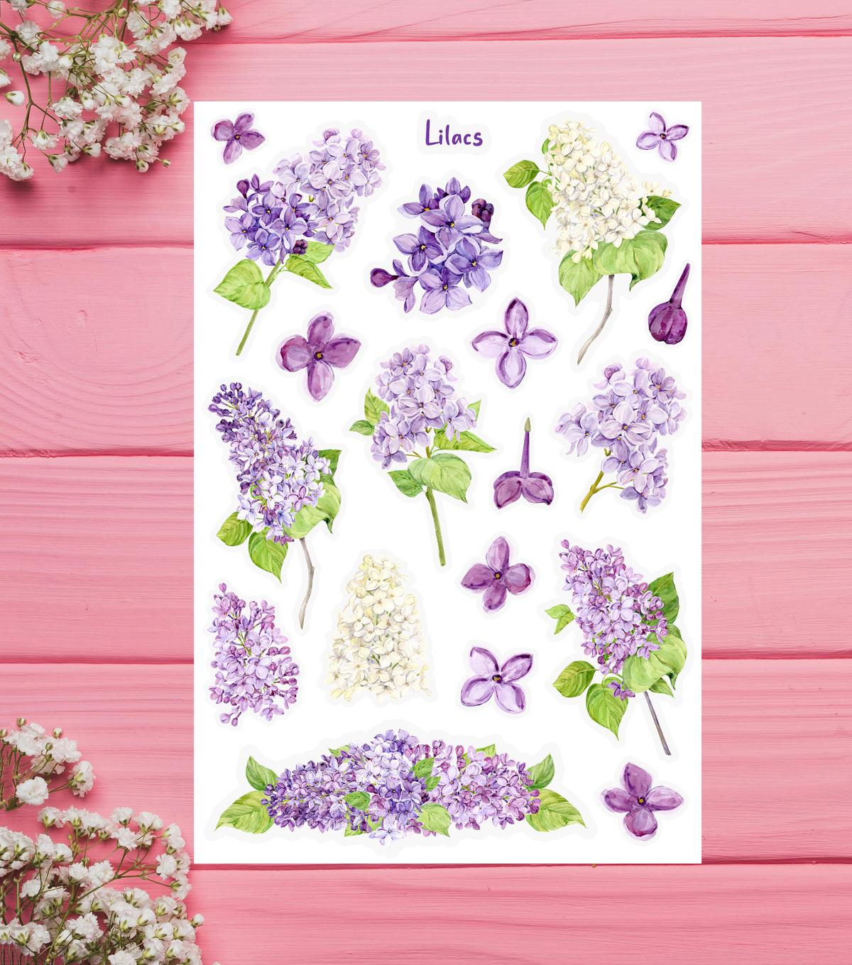 Sticker Note Lilac Lilac Blossoms Sticker Sheet – Wild Bird Studio