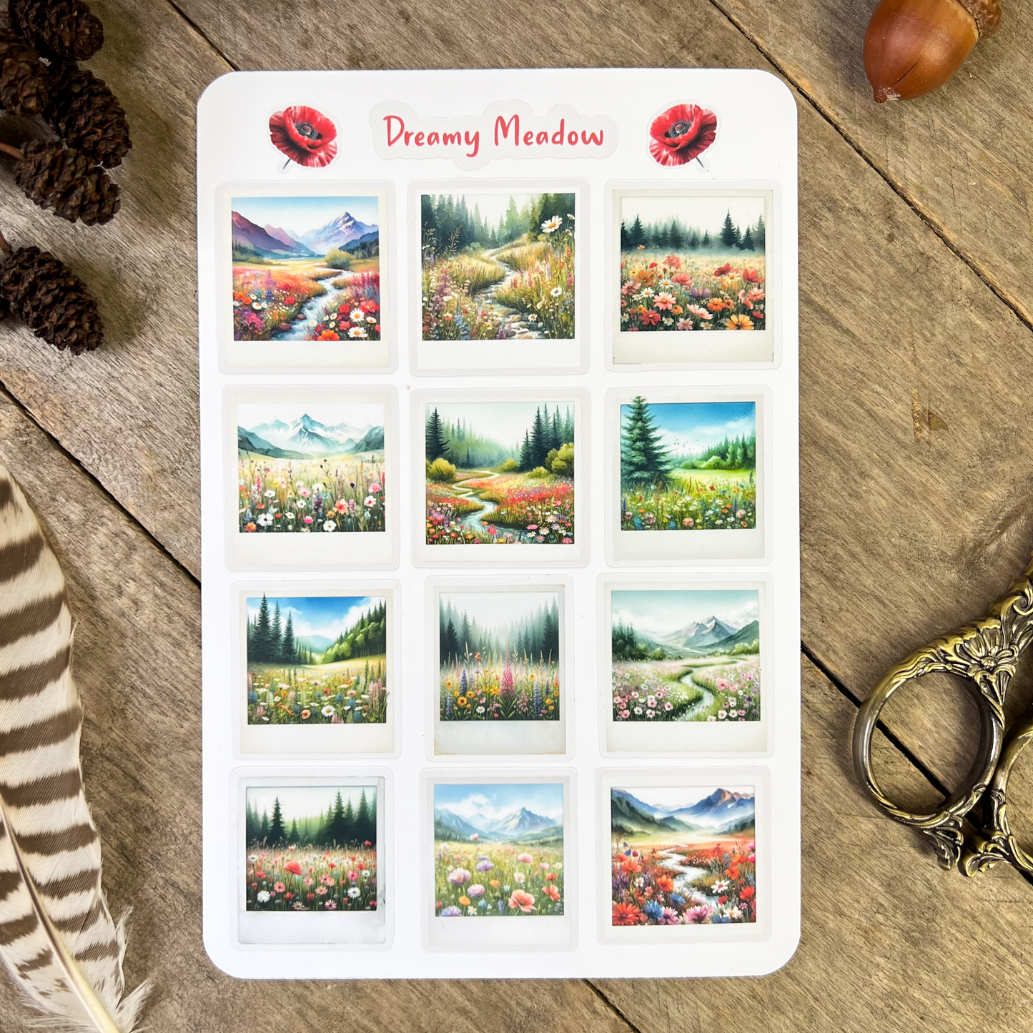 Dreamy Meadow Landscapes Sticker Sheet