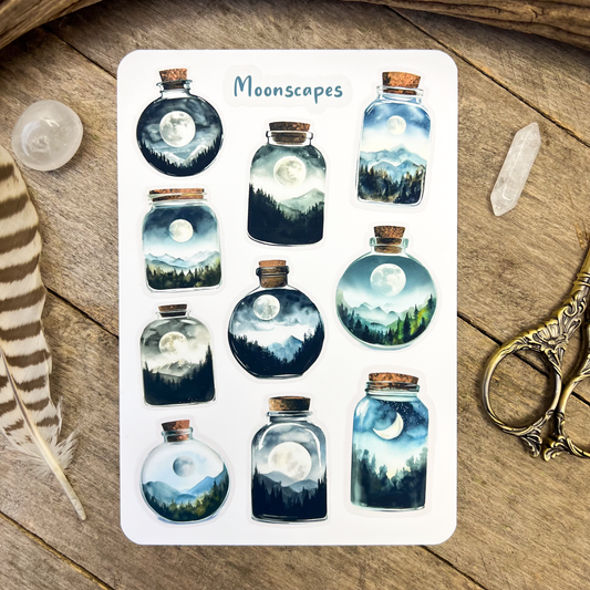 Moonscapes Full Moon Glass Terrarium Sticker Sheet