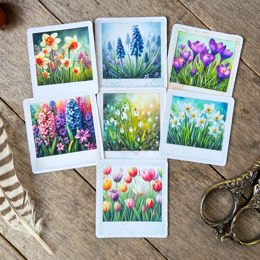 Spring Flowers Polaroid Stickers