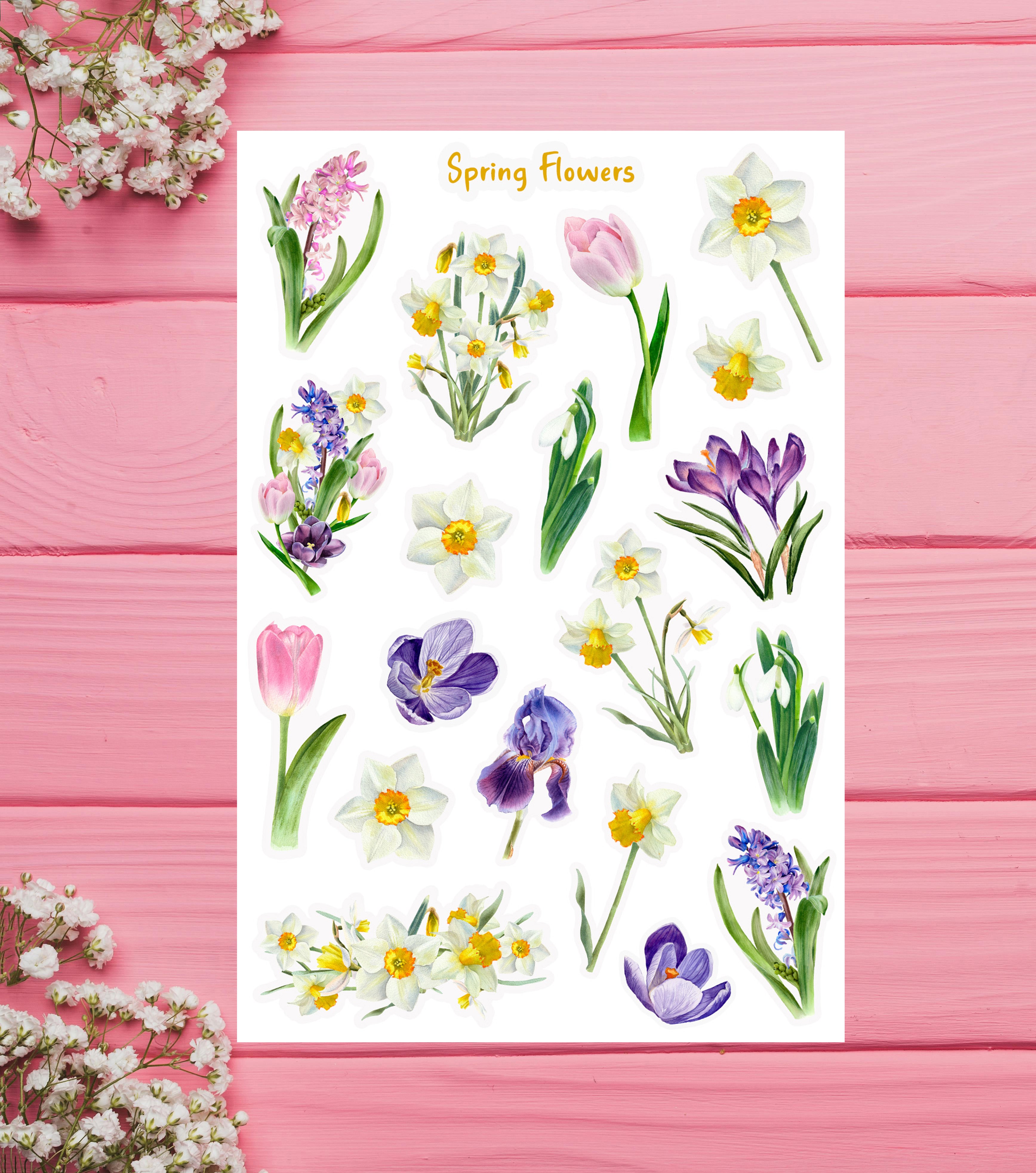 Springtime Flower Sticker Spring Flowers Stickers Sheet – Wild Bird Studio
