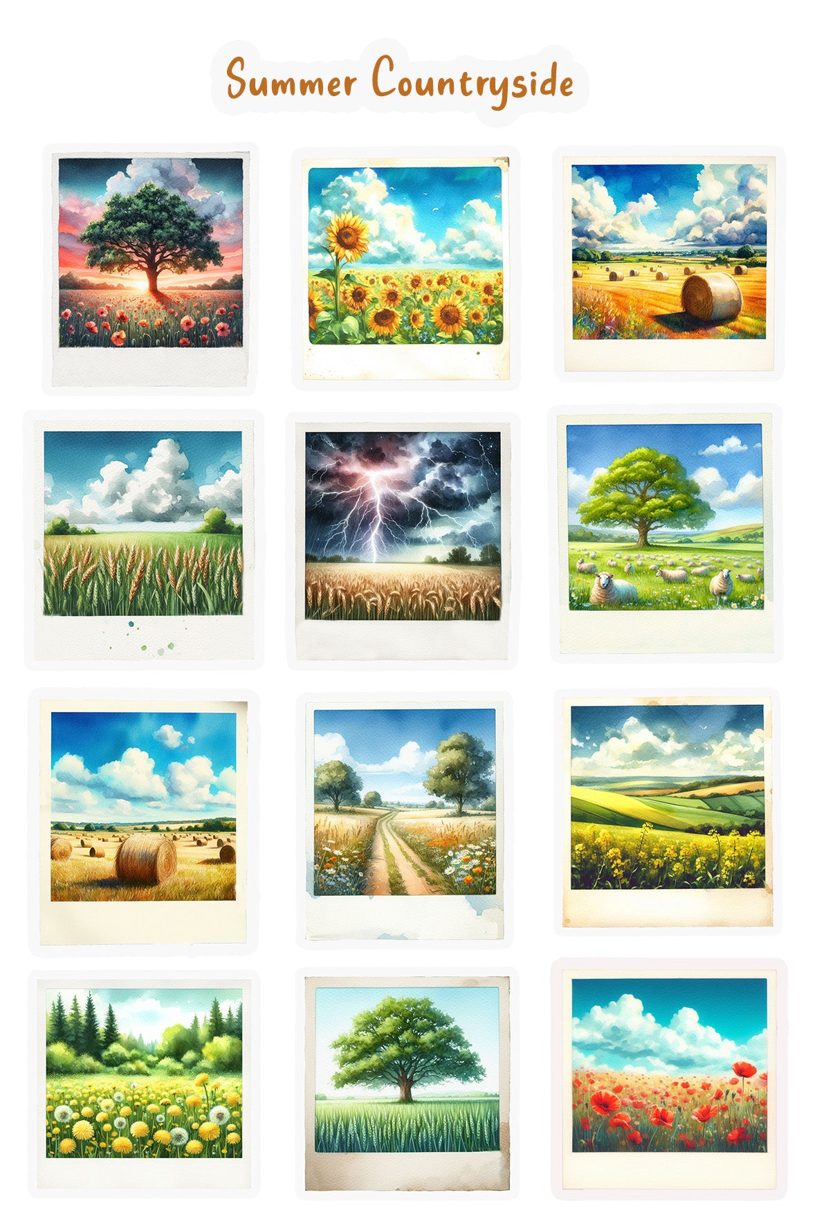 Summer Countryside Polaroids Sticker Sheet