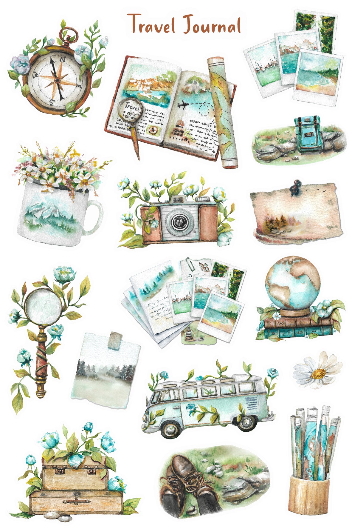 Wanderlust Travel Journal Sticker Sheet